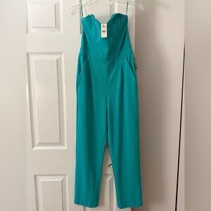 Express Vibrant Teal strapless Jumpsuit